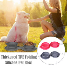 Load image into Gallery viewer, Rubber Foldable Double Bowl Pet Feeding