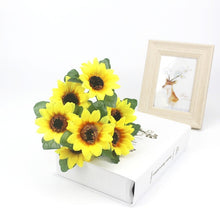 Load image into Gallery viewer, 1 beautiful sunflower bouquet silk flower high quality artificial flower home garden party wedding decoration DIY