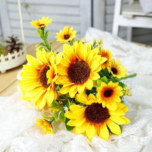 Load image into Gallery viewer, 1 beautiful sunflower bouquet silk flower high quality artificial flower home garden party wedding decoration DIY