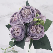 Load image into Gallery viewer, 30cm Rose Pink Silk Peony Artificial Flowers Bouquet 5 Big Head and 4 Bud Cheap Fake Flowers for Home Wedding Decoration indoor