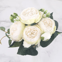 Load image into Gallery viewer, 30cm Rose Pink Silk Peony Artificial Flowers Bouquet 5 Big Head and 4 Bud Cheap Fake Flowers for Home Wedding Decoration indoor
