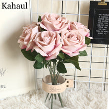 Load image into Gallery viewer, 30cm Short Big Artificial Roses Branch Flowers Wedding Home Decoration Flannel Fabric Cute Pink Fake Flowers Crafts Party Decor