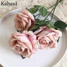 Load image into Gallery viewer, 30cm Short Big Artificial Roses Branch Flowers Wedding Home Decoration Flannel Fabric Cute Pink Fake Flowers Crafts Party Decor