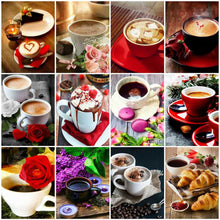 Load image into Gallery viewer, AZQSD Diamond Painting Coffee Cup Diamond Embroidery Flowers Kitchen Diamond Mosaic Scenery Picture Of Rhinestones Needlework