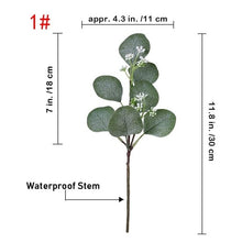 Load image into Gallery viewer, Artificial Eucalyptus Leaves Stems Eucalipto Branches Artificial Plants for Floral Bouquets Wedding Holiday Greenery Decor