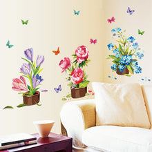 Load image into Gallery viewer, Garden Potted Plant Bonsai Flower Wall Stickers For Home Decor Living Room Kitchen PVC DIY Wall Decals Mural Room Decoration