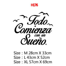 Load image into Gallery viewer, Large Spanish Quotes Phrase Art Vinyl Wall Stickers For Office Room Study Bedroom Home Decoration Sticker Mural Wall Decal Decor