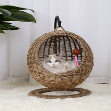 Load image into Gallery viewer, Pet Cat Litter Round Semi-enclosed Opening Cat Hanging Basket
