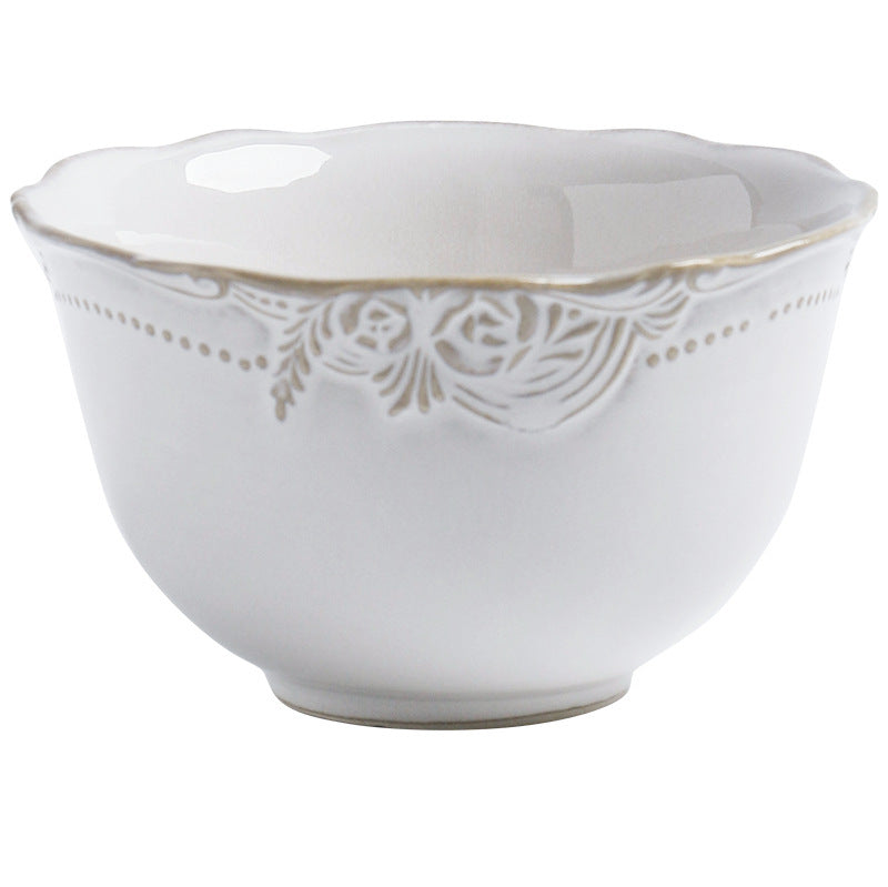 Relief Ceramic Tableware Rice Bowl Plate
