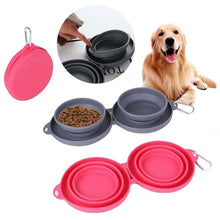 Load image into Gallery viewer, Rubber Foldable Double Bowl Pet Feeding
