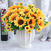 Load image into Gallery viewer, 1 beautiful sunflower bouquet silk flower high quality artificial flower home garden party wedding decoration DIY
