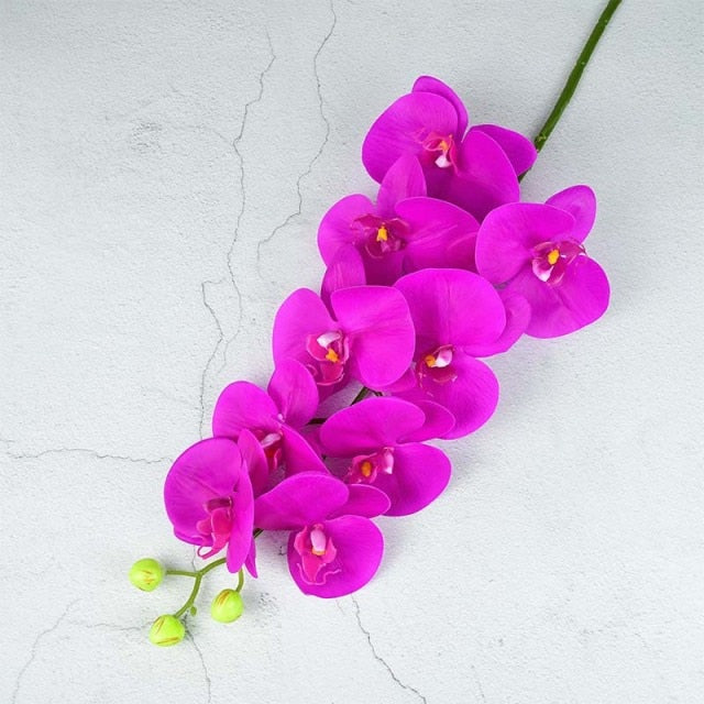 1pc 9 Heads Artificial Butterfly Orchid PU Phalaenopsis For Wedding Bride Bouquet Home Flower Arrangement Vase Decor Fake Floral