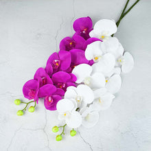 Load image into Gallery viewer, 1pc 9 Heads Artificial Butterfly Orchid PU Phalaenopsis For Wedding Bride Bouquet Home Flower Arrangement Vase Decor Fake Floral
