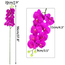 โหลดรูปภาพลงในเครื่องมือใช้ดูของ Gallery 1pc 9 Heads Artificial Butterfly Orchid PU Phalaenopsis For Wedding Bride Bouquet Home Flower Arrangement Vase Decor Fake Floral
