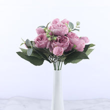 โหลดรูปภาพลงในเครื่องมือใช้ดูของ Gallery 30cm Rose Pink Silk Peony Artificial Flowers Bouquet 5 Big Head and 4 Bud Cheap Fake Flowers for Home Wedding Decoration indoor
