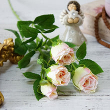 โหลดรูปภาพลงในเครื่องมือใช้ดูของ Gallery 4 Heads Artificial Flowers Long Stem Wedding Decoration Silk Rose Fake Flowers Plastic Branches with Leaves Home Hotel Decor
