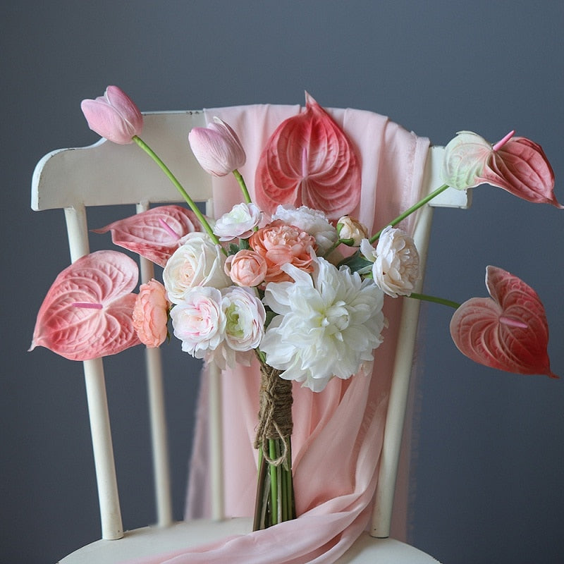 5/10Pcs Real Touch Anthurium Plant Artificial Flowers For Wedding Bouq –  CabalticaLiving