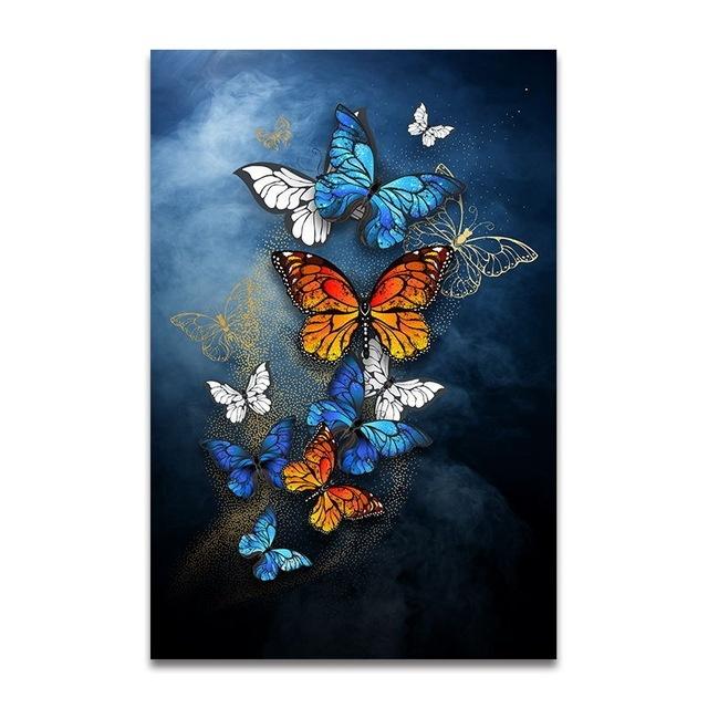 Abstract Butterfly Flower Art Canvas Paintings Posters and Print Wall Art Pictures for Living Room Decor (No Frame)