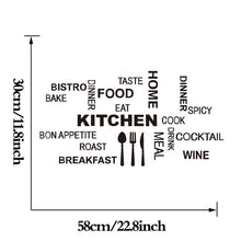 Load image into Gallery viewer, Kitchen Wall Stickers Vinyl Wall Decals for Kitchen English Quote Home Decor Art Decorative Stickers PVC Dining Room For Bar PVC
