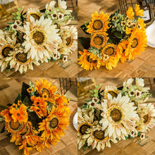 โหลดรูปภาพลงในเครื่องมือใช้ดูของ Gallery New Sunflower Bouquet Silk Flowers Artificial Fake Flower DIY Office Home Garden Party Wedding Decoration Simulation Decorative
