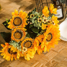 Load image into Gallery viewer, New Sunflower Bouquet Silk Flowers Artificial Fake Flower DIY Office Home Garden Party Wedding Decoration Simulation Decorative

