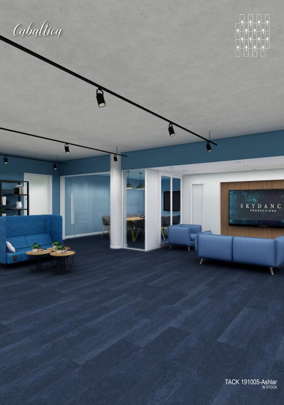Cabaltica Commercial Carpet Tiles Model: CBTC-TACK191005, Color Dark Blue